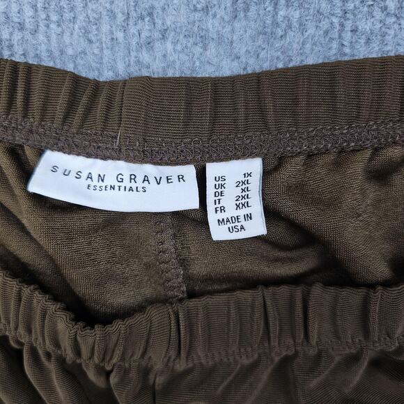 Susan Graver Essentials Pants Womens 1X Brown Liquid Knit Pull On Stretch - Picture 5 of 7